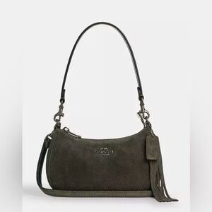 Coach Dark Green Suede Shoulder Bag